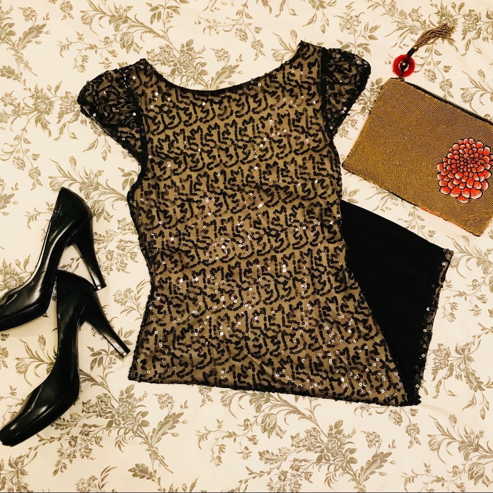 Classic black sequined dress
